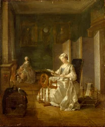 Interior con dos mujeres, finales de la década de 1730-principios de la década de 1740