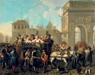 Transporte de prostitutas a la Salpêtrière, c. 1760-1770
