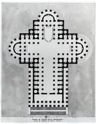 Proyecto para la iglesia de la Madeleine. Dibujo. Arquitectura de Étienne-Louis Boullée (Étienne Louis Boullée), arquitecto francés (1728-1799).