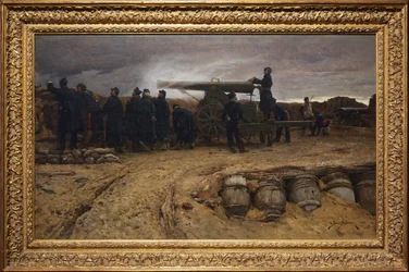Pieza de artillería pesada francesa en el sitio de París, 1872