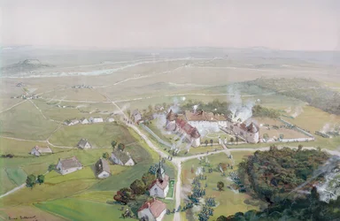 La recuperación del Château de Mondement por el ejército francés el 9 de septiembre de 1914, durante la Primera Batalla del Marne, 1915