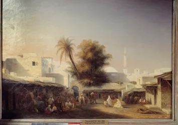 Argel, puerta de Bab Azoun (Bab-Azoun). Pintura de Etienne Raffort (1802-1895)