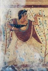 Necrópolis etruscas, Tumba del Leopardo, detalle del fresco