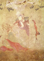 Roca y buceadores, de la Tumba de la Caza y la Pesca, c.520-10 a.C.
