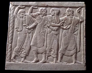 Escena de danza, bajo relieve de lápida de mármol
