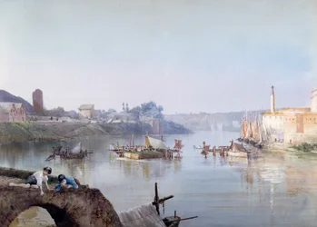 Pescadores en Ripa Grande, por Ettore Roesler Franz