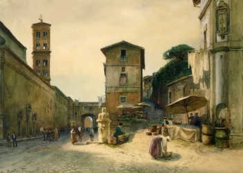 Via dei Penitenzieri en Roma, de Ettore Roesler Franz (1845-1907), de la serie Roma sparita (Roma desaparecida)