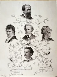 Cartel de su "Messa da Requiem" con los cantantes solistas