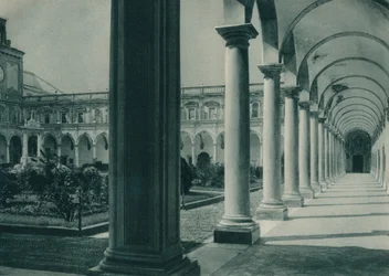 Claustros en el Monasterio de San Martino, cerca de Nápoles, Italia, 1927