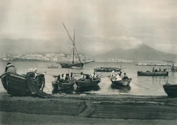 Pescadores saliendo al mar, Nápoles, Italia, 1927