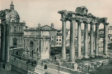 Foro Romano con el Arco de Septimio Severo, Roma, Italia, 1927