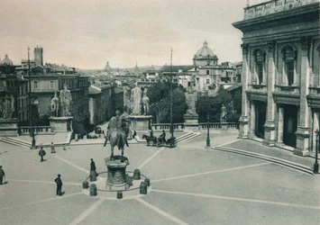 Piazza del Campidoglio con la estatua de Marco Aurelio, Roma, Italia