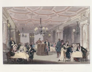 Francia, París, interior del Restaurante Les Trois Freres Provencaux con su decoración de la era de la Restauración, de Invierno en París