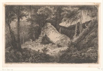 La vida en el bosque es una de las más importantes.
Las Rocas Blancas
Conjunto de 8 grabados sobre la naturaleza cerca de Dampierre por Eug. Bléry (título de la serie)