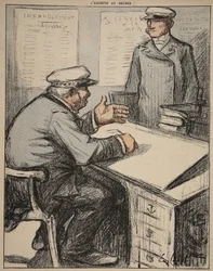 Dos caballeros marítimos en sus oficinas, ilustración de 