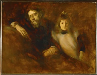 Alphonse Daudet y su hija Edmee (pintura sobre lienzo)