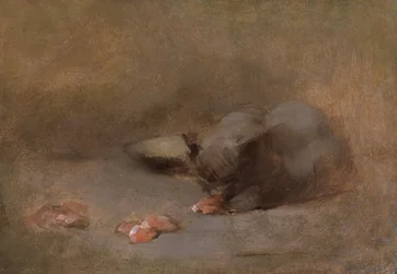 Chat Mangeant (Óleo sobre lienzo colocado sobre tabla)