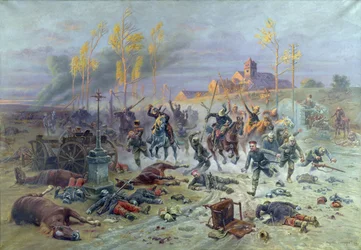 La carga de los soldados franceses en la Batalla del Marne, 8 o 9 de septiembre de 1914, 1915