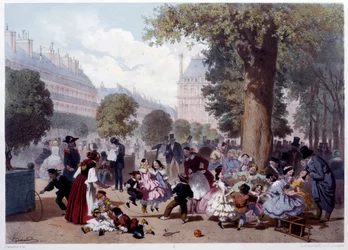 Vista de la alameda de los foliantes en las Tullerías en París