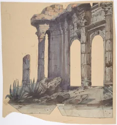 Diseño para un Escenario en la Ópera, París: Exterior Columnado
