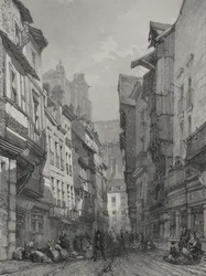 Viajes pintorescos y románticos en la antigua Francia. Bretaña: Gran calle vieja en Nantes