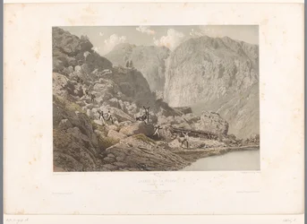 Excursionistas en el paso de Furka Chemin de la Furka (título sobre objeto) Rostros en Suiza y Saboya (título de la serie) La Suisse et la Savoie (título de la serie sobre el objeto)