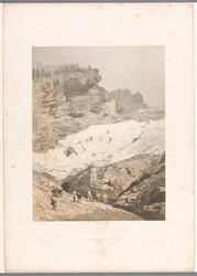 Excursionistas en el glaciar Rosenlaui
Glaciar de Rosenlaui (título en el objeto)
Vistas de Suiza y Saboya (título de la serie)
La Suisse et la Savoie (título de la serie en el objeto)