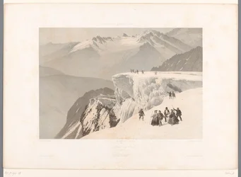 Excursionistas en la cima del Mont Buet Le sommet du Buet (título sobre objeto) Rostros en Suiza, Saboya y Tirol (título de la serie) La Suisse, la Savoie et le Tyrol (título de la serie sobre el objeto)