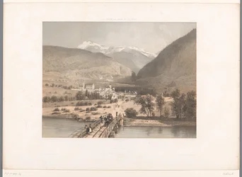 Vista del Puente sobre el Ródano carta Lugares de interés en Suiza, Saboya y Tirol La Suiza, la Saboya y el Tirol