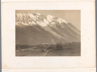 Vista de Chamonix al pie del Mont Blanc Le Mont Blanc et Chamonix (título sobre objeto) La Suisse et la Savoie (título de la serie) Rostros en Suiza y Saboya (título de la serie sobre el objeto)