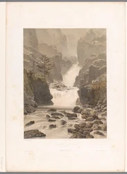 Vista de la cascada de Barberine, cerca de Vallorcine
Cascade de Barberine (título en el objeto)
Vistas de Suiza, Saboya y Tirol (título de la serie)
La Suisse, la Savoie et le Tyrol (título de la serie en el objeto)