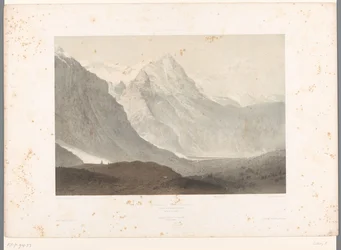 Vista del valle de Grindelwald Valle de Grindelwald (título sobre el objeto) Rostros en Suiza y Saboya (título de la serie) La Suisse et la Savoie (título de la serie sobre el objeto)