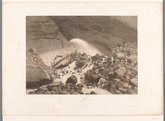 Vista de un torrente en Servoz Le torrent noir près Servoz (título sobre objeto) Rostros en Suiza y Saboya (título de la serie) La Suisse et la Savoie (título de la serie sobre el objeto)