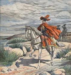 Ilustración para "Les Trois Mousquetaires" (Los Tres Mosqueteros), principios del siglo XX (grabado)