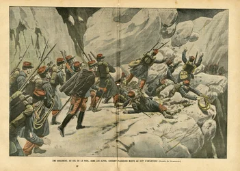 Una avalancha, en el paso de Pare, en los Alpes, causa varias muertes en el 157º de Infantería