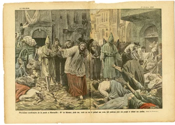 Ilustración de Eugene Damblans (1865-1945) en Le Pelerin, 31/10/20 - Segundo centenario de la peste en Marsella - Medicina, Religión Fe, Marsella, Peste, Católico Catolicismo - Procesión