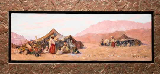 Campamento nómada en el sur de Argelia (óleo sobre madera)