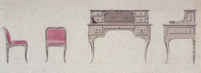 Silla de respaldo bajo y escritorio para la Sala Dorada