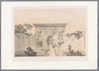 Jardín interior de la casa de Hussein Khan en Tabriz
Maison de Hussein-Khân Tabriz (título en el objeto)
Paisajes persas (título de la serie)
Perse moderne (título de la serie)