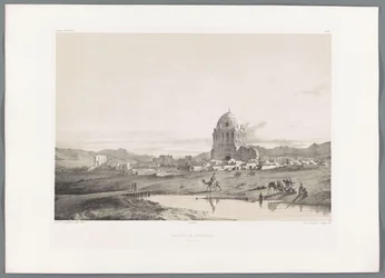 Vista del pueblo de Soltaniyeh
Village de Sultanieh (título en el objeto)
Paisajes persas (título de la serie)
Perse moderno (título de la serie)