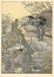Una escena de batalla.