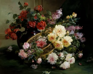 Flores románticas. Pintura de Eugene Henri Cauchois (1850-1911) Colección particular.