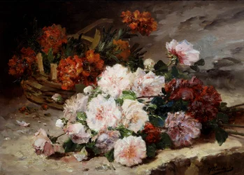 Rosas y clavos. Pintura de Eugene Henri Cauchois (1850-1911) Colección particular.