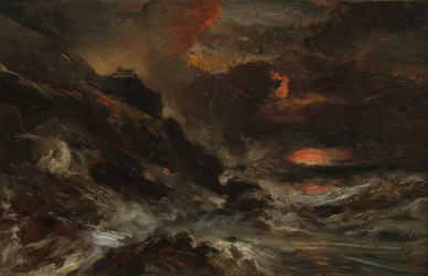 Una tormenta frente a la costa de Normandía, probablemente 1850s
