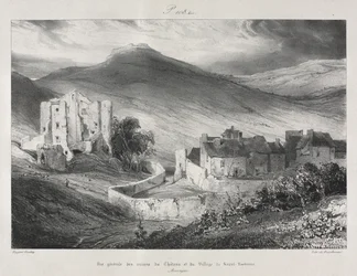 Viajes pintorescos y románticos en la antigua Francia, Auvernia: Ruinas del castillo y del pueblo de Saint Nectaire