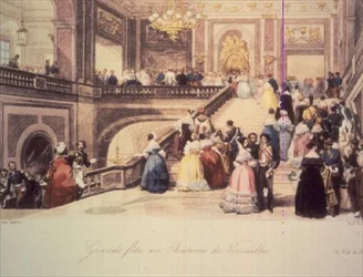 Un Baile en el Chateau de Versailles, grabado por Charles Rolls