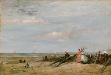 Una escena de playa en Trouville, 1860s