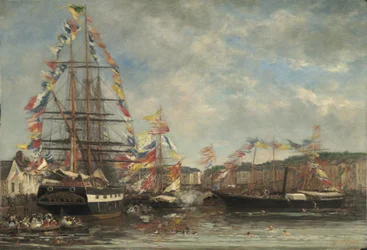 Festival en el puerto de Honfleur, 1858