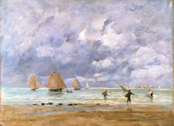 Pescadores y veleros en Trouville, 1892
