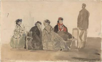 Cuatro Damas Sentadas en Trouville, 1866